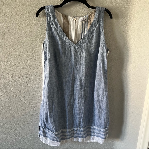 Idillio Positano Dresses & Skirts - Linen Shift Dress Italian Linen Stripe Sleeveless Mini Dress